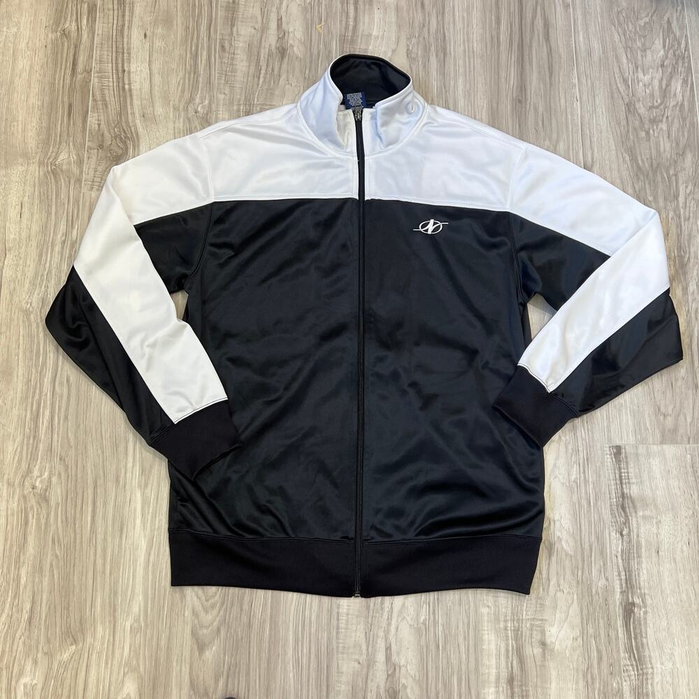 Vtg NordicTrack Mens M Black/White Track Jacket Retro Full Zip Athletic Style